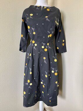 Vintage 1950s 3 4 Sleeve Fit And Flare Dress In Novelty Seal Ball Print